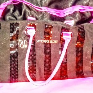 Victoria Secret Black&Pink Sequin Bling Tote